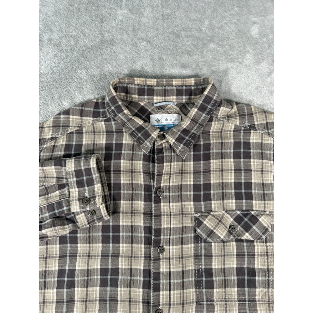 Columbia Shirt Mens XL Tan Plaid Flare Gun Flannel Button Up Long Sleeve